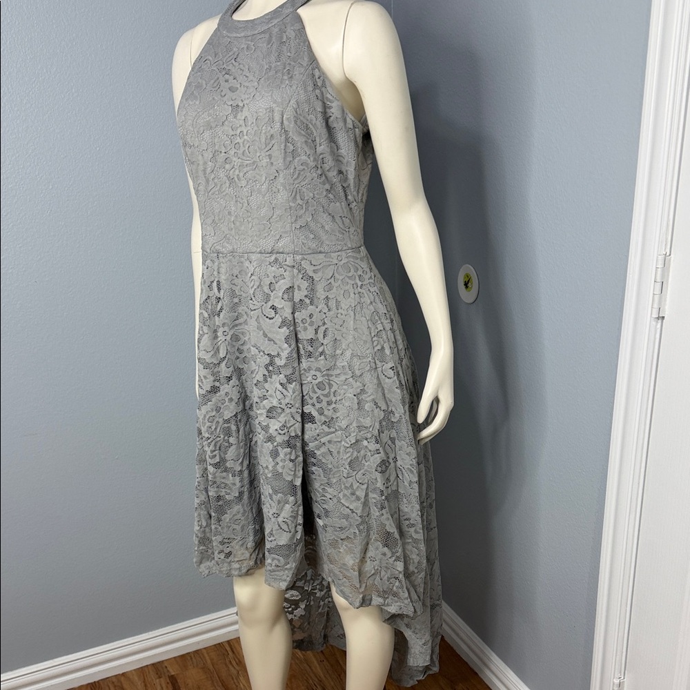 Elegant Gray Lace Dress